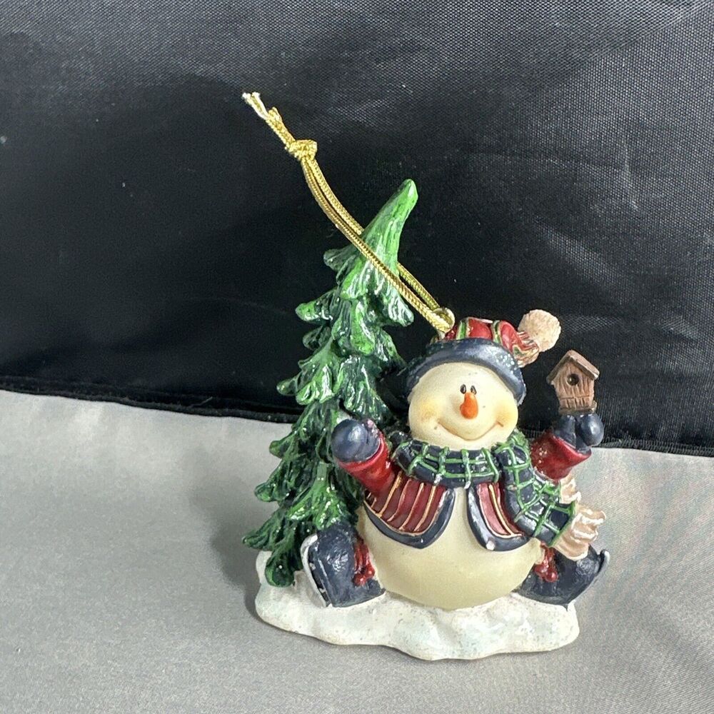 Christmas Tree Snow Man Ice Skating Birdhouse Home Interiors 4”